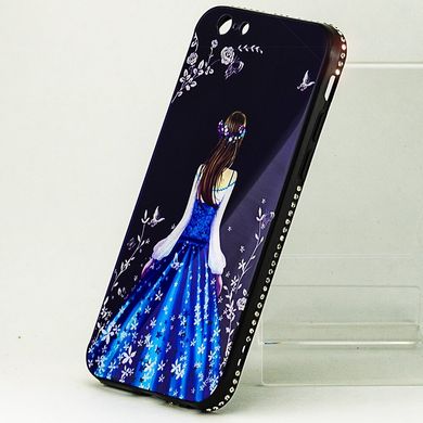 Чехол Glass-case для Iphone 6 Plus / 6s Plus бампер накладка Blue Dress