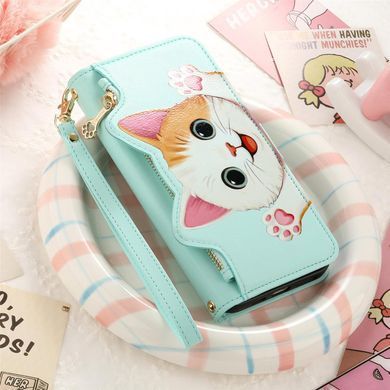 Чохол Kitty для iPhone 16 Pro Max книжка шкіра PU з візитницею м'ятний