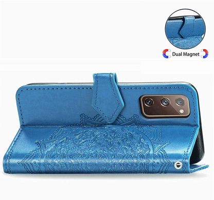 Чехол Vintage для Samsung Galaxy S20 FE / G780 книжка кожа PU с визитницей голубой