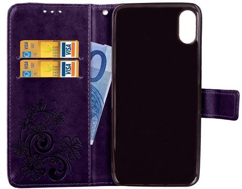 Чохол Clover для IPhone XR книжка з візерунком шкіра PU фіолетовий