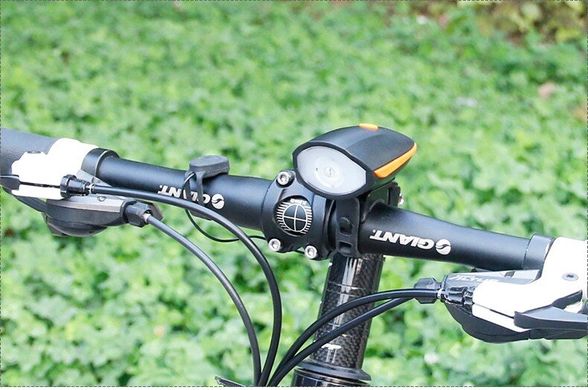 Передня велосипедна фара + сигнал Robesbon 7588 велофонарь USB Orange