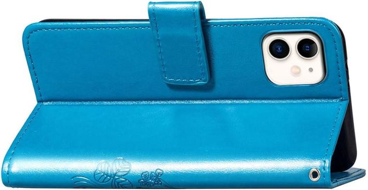 Чехол Clover для Iphone 11 книжка кожа PU с визитницей голубой