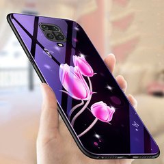 Чехол Glass-Case для Xiaomi Redmi Note 9S бампер стеклянный Flowers