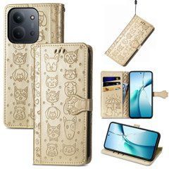 Чехол Embossed Cat and Dog для Xiaomi Redmi 15C EU Version 173mm книжка кожа PU с визитницей золотистый