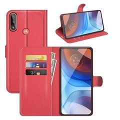 Чехол IETP для Motorola Moto E7i / E7 Power / E7i Power книжка кожа PU с визитницей красный