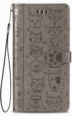 Чехол Embossed Cat and Dog для Xiaomi Redmi Note 15 Pro&nbsp;5G книжка кожа PU с визитницей серый