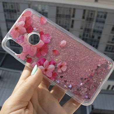 Чехол Glitter для Huawei Y6s 2019 бампер Жидкий блеск аквариум Sakura