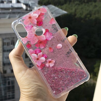 Чохол Glitter для Huawei Y6s 2019 бампер Рідкий блиск акваріум Sakura