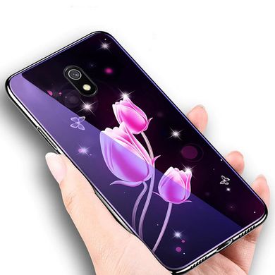 Чохол Glass-case для Xiaomi Redmi 8A бампер накладка Flowers