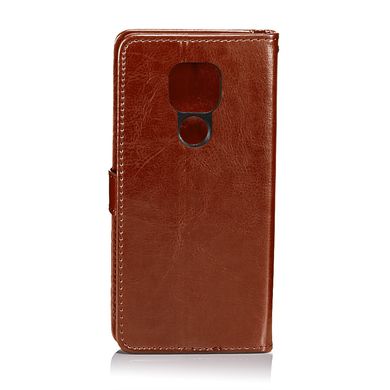 Чохол Idewei для Motorola Moto E7 Plus книжка шкіра PU з візитниці коричневий