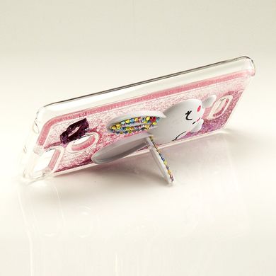 Чехол Glitter для Xiaomi Redmi 6 бампер жидкий блеск Заяц Розовый
