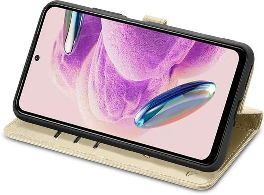 Чехол Embossed Cat and Dog для Xiaomi Redmi Note 12S книжка кожа PU с визитницей золотистый