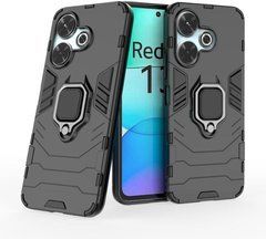 Чехол Iron Ring для Xiaomi Redmi 13x противоударный бампер с подставкой кольцом Black