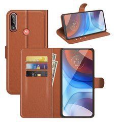 Чехол IETP для Motorola Moto E7i / E7 Power / E7i Power книжка кожа PU с визитницей коричневый