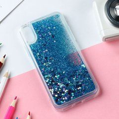 Чехол Glitter для Xiaomi Redmi 7A Бампер Жидкий блеск Аквариум Синий УЦЕНКА