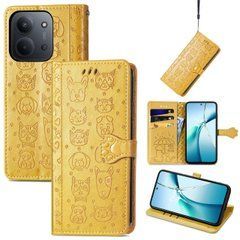 Чехол Embossed Cat and Dog для Xiaomi Redmi 15C EU Version 173mm книжка кожа PU с визитницей желтый