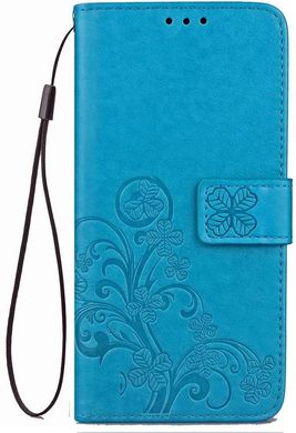 Чехол Clover для IPhone XR книжка с узором кожа PU голубой