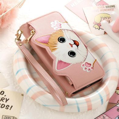 Чохол Kitty для iPhone 16 Pro Max книжка шкіра PU з візитницею рожевий