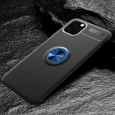 Чехол TPU Ring для Iphone 11 бампер противоударный с кольцом Black-Blue
