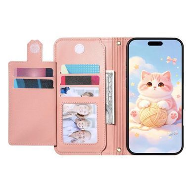 Чохол Kitty для iPhone 16 Pro Max книжка шкіра PU з візитницею рожевий