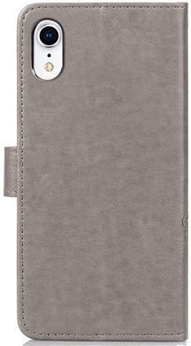 Чехол Clover для IPhone XR книжка с узором кожа PU серый