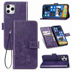 Чехол Clover для Iphone 11 Pro книжка с узором кожа PU фиолетовый
