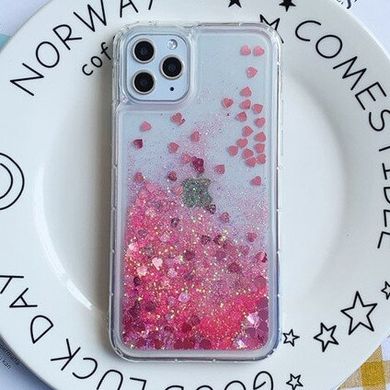 Чехол Glitter для Iphone 11 бампер жидкий блеск Сердце Розовый