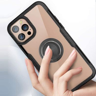 Чехол Crystal для Iphone 12 Pro бампер противоударный с подставкой Transparent Black