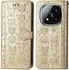 Чехол Embossed Cat and Dog для Xiaomi Redmi Note 15 Pro&nbsp;5G книжка кожа PU с визитницей золотистый