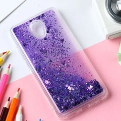 Чехол Glitter для Meizu M5 Бампер Жидкий блеск фиолетовый