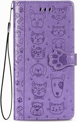 Чехол Embossed Cat and Dog для Xiaomi Redmi Note 15 Pro&nbsp;5G книжка кожа PU с визитницей фиолетовый