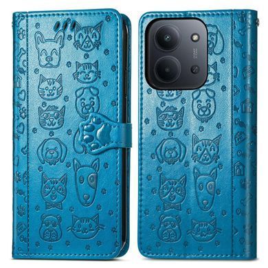 Чехол Embossed Cat and Dog для Xiaomi Poco C85 4G EU 173 mm книжка кожа PU с визитницей голубой