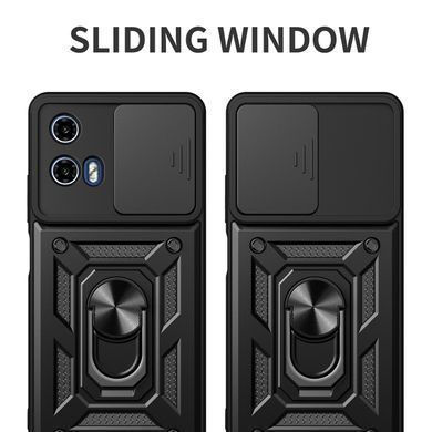 Чехол Hide Shield для Motorola Moto G04s бампер противоударный с подставкой кольцом Black
