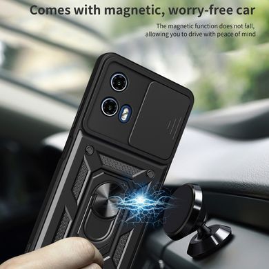 Чехол Hide Shield для Motorola Moto G04s бампер противоударный с подставкой кольцом Black