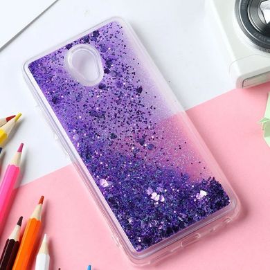 Чехол Glitter для Meizu M5 Бампер Жидкий блеск фиолетовый