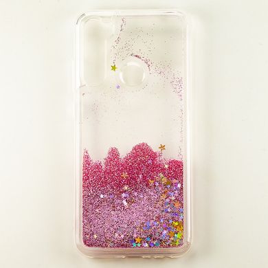 Чехол Glitter для Xiaomi Redmi Note 8T Бампер Жидкий блеск звезды Розовый