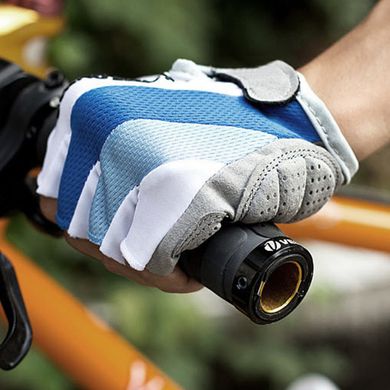 Перчатки велосипедные Robesbon гелевые беспалые велоперчатки White-Blue M