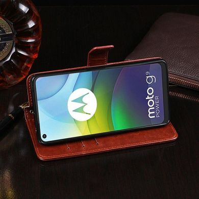 Чохол Idewei для Motorola Moto G9 Power книжка шкіра PU з візитницею коричневий