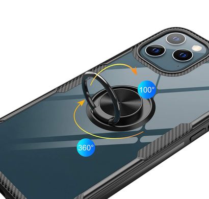 Чехол Crystal для Iphone 13 Pro бампер противоударный с подставкой Transparent Black