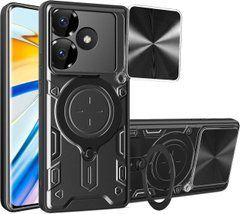 Чехол Magnetic Shield для Xiaomi Redmi 13x бампер противоударный с подставкой кольцом Black