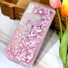 Чехол Glitter для Huawei P Smart 2019 / HRY-LX1 бампер жидкий блеск сердце Розовый