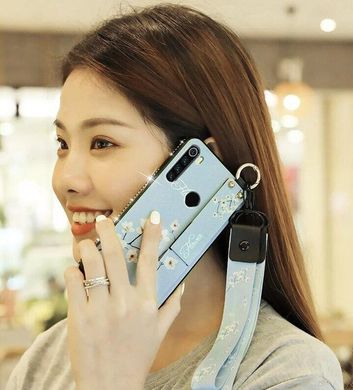 Чехол Lanyard для Xiaomi Redmi Note 8T бампер с ремешком Blue