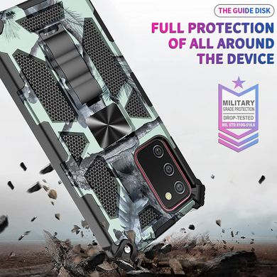 Чехол Military Shield для Samsung Galaxy A02s / A025 бампер противоударный с подставкой Turquoise