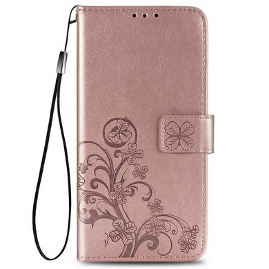 Чехол Clover для Iphone 11 Pro книжка с узором кожа PU розовое золото