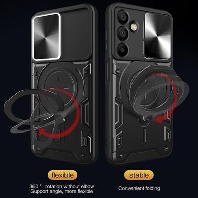 Чехол Magnetic Shield для Samsung Galaxy A17 / A175 бампер противоударный с подставкой кольцом Black