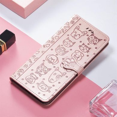 Чехол Embossed Cat and Dog для Xiaomi Poco C85 4G EU 173 mm книжка кожа PU с визитницей розовое золото