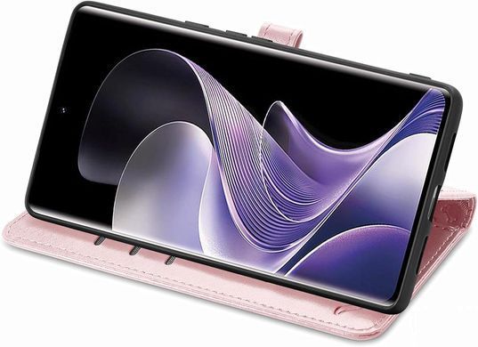 Чехол Embossed Cat and Dog для Xiaomi Redmi Note 15 Pro&nbsp;5G книжка кожа PU с визитницей розовое золото