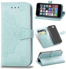 Чехол Vintage для Iphone SE 2022 книжка кожа PU с визитницей бирюзовый