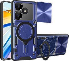 Чехол Magnetic Shield для Xiaomi Redmi 13x бампер противоударный с подставкой кольцом Blue