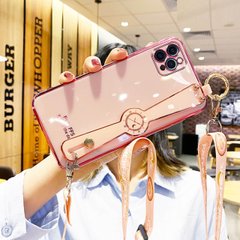 Чехол Luxury для Iphone 12 Pro бампер с ремешком Rose